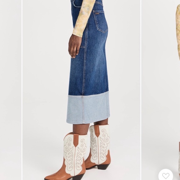 Evereve ba&sh Vicky Denim Skirt Size 36 NWT Colorblock Midi Skirt High Rise - Picture 3 of 12